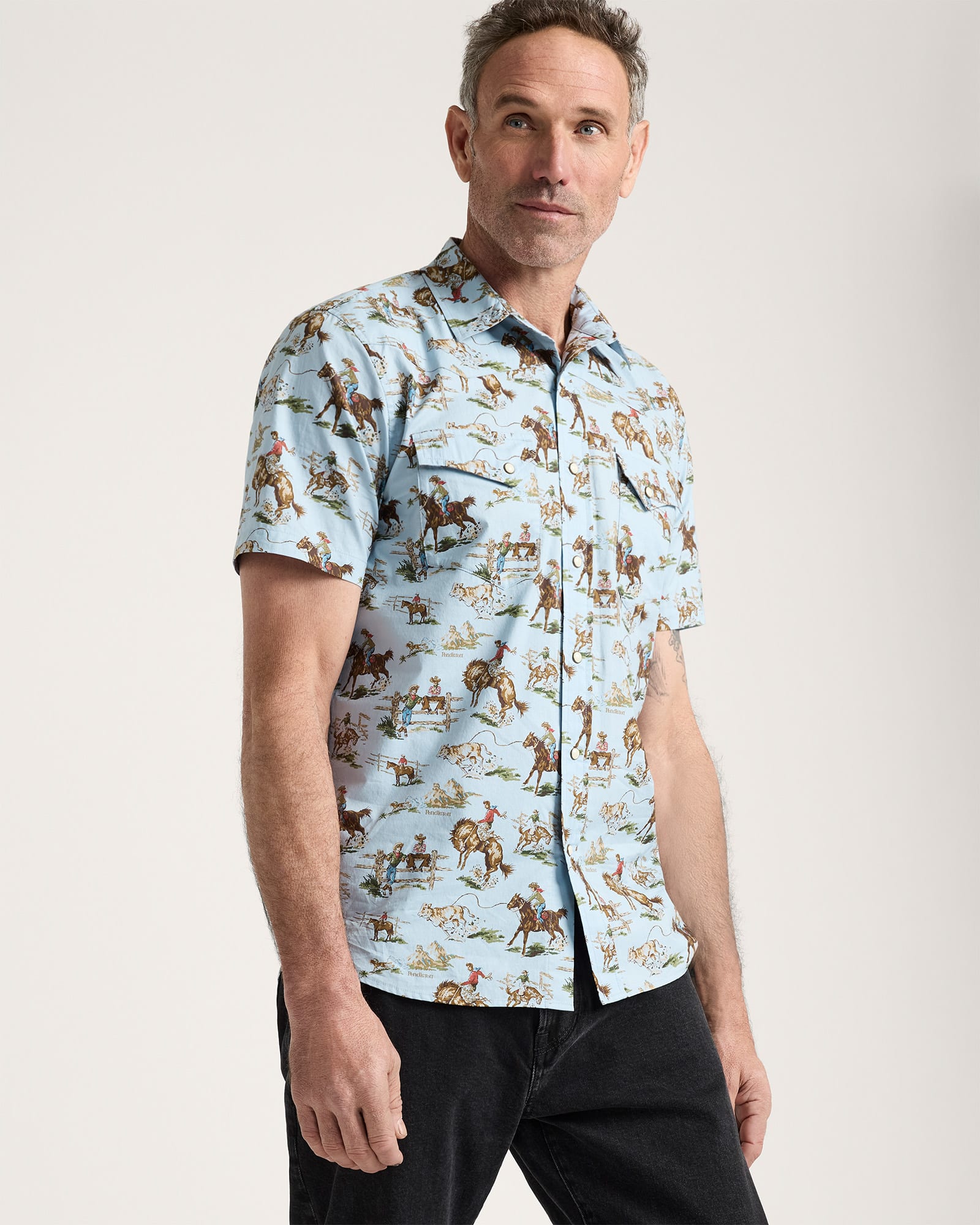MEN'S LARAMIE SNAP-FRONT SHIRT<br>BLUE WILD HORSES