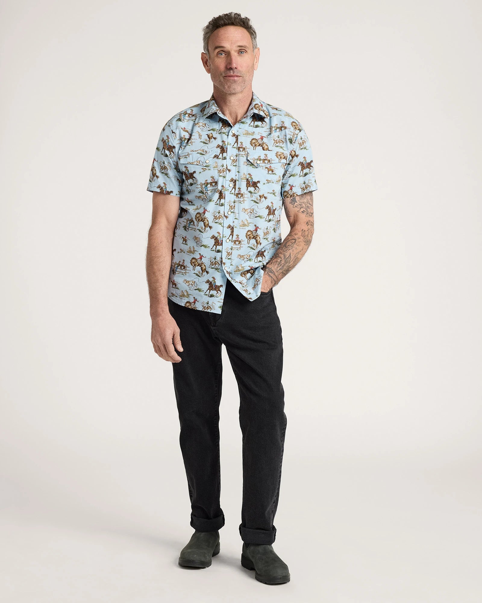 MEN'S LARAMIE SNAP-FRONT SHIRT<br>BLUE WILD HORSES