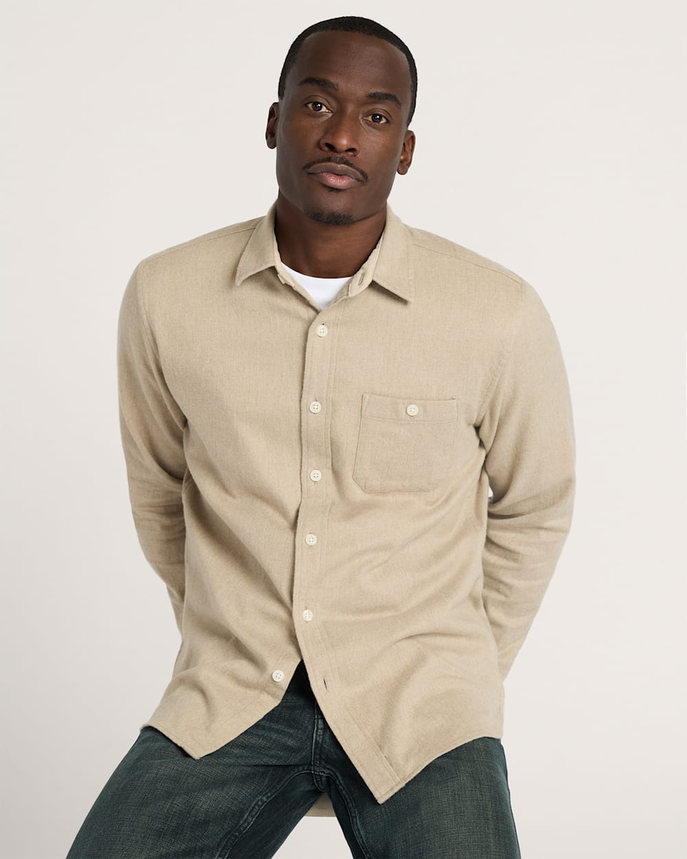 MEN'S FREMONT COTTON FLANNEL SHIRT<br>TAN HEATHER