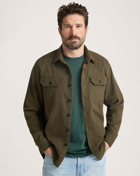 MEN'S BURNSIDE COTTON FLANNEL SHIRT<br>FOREST GREEN HEATHER