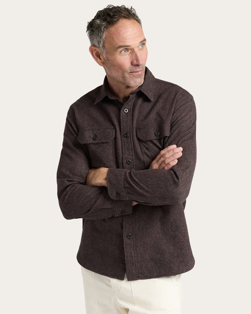 MEN'S BURNSIDE COTTON FLANNEL SHIRT<br>BROWN HEATHER