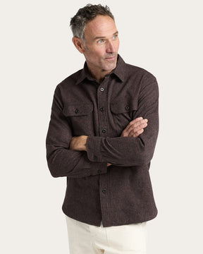 MEN'S BURNSIDE COTTON FLANNEL SHIRT<br>BROWN HEATHER