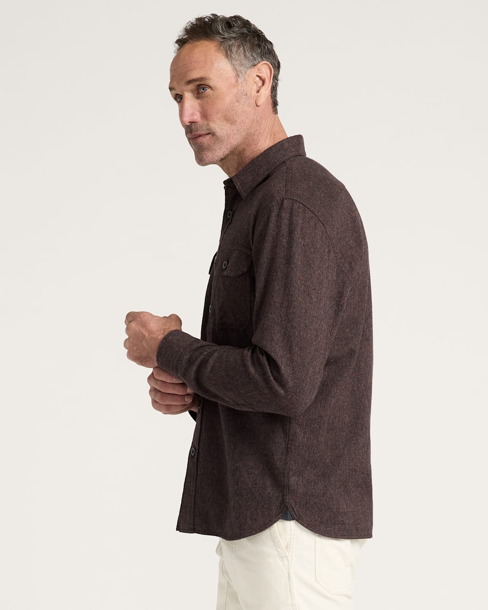 MEN'S BURNSIDE COTTON FLANNEL SHIRT<br>BROWN HEATHER
