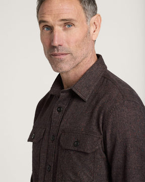 MEN'S BURNSIDE COTTON FLANNEL SHIRT<br>BROWN HEATHER
