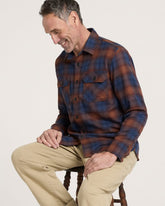 MEN'S PLAID BURNSIDE COTTON FLANNEL SHIRT<br>NAVY/BRICK PLAID