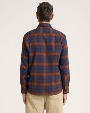 MEN'S PLAID BURNSIDE COTTON FLANNEL SHIRT<br>NAVY/BRICK PLAID