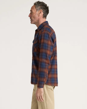 MEN'S PLAID BURNSIDE COTTON FLANNEL SHIRT<br>NAVY/BRICK PLAID