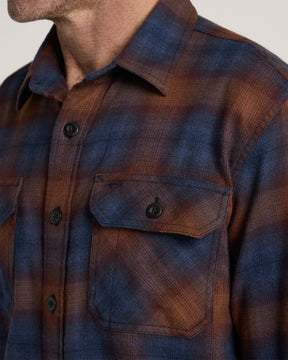 MEN'S PLAID BURNSIDE COTTON FLANNEL SHIRT<br>NAVY/BRICK PLAID