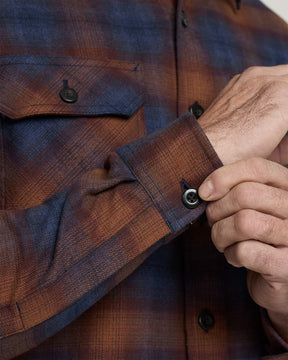 MEN'S PLAID BURNSIDE COTTON FLANNEL SHIRT<br>NAVY/BRICK PLAID