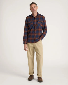 MEN'S PLAID BURNSIDE COTTON FLANNEL SHIRT<br>NAVY/BRICK PLAID