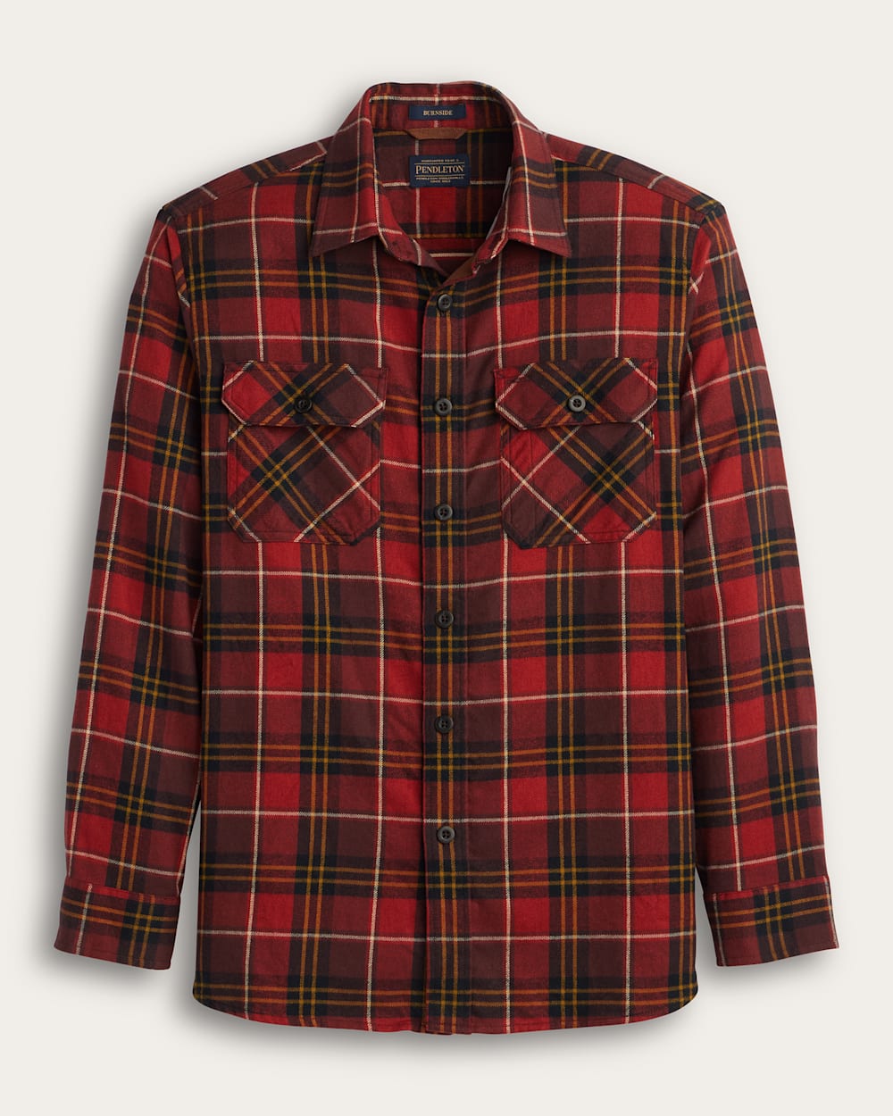 MEN'S PLAID BURNSIDE COTTON FLANNEL SHIRT<br>RED MULTI PLAID