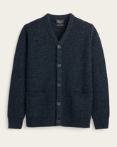MEN'S SHETLAND COLLECTION CARDIGAN<br>INDIGO HEATHER