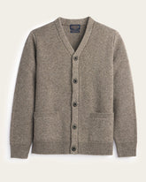 MEN'S SHETLAND COLLECTION CARDIGAN<br>STONE HEATHER