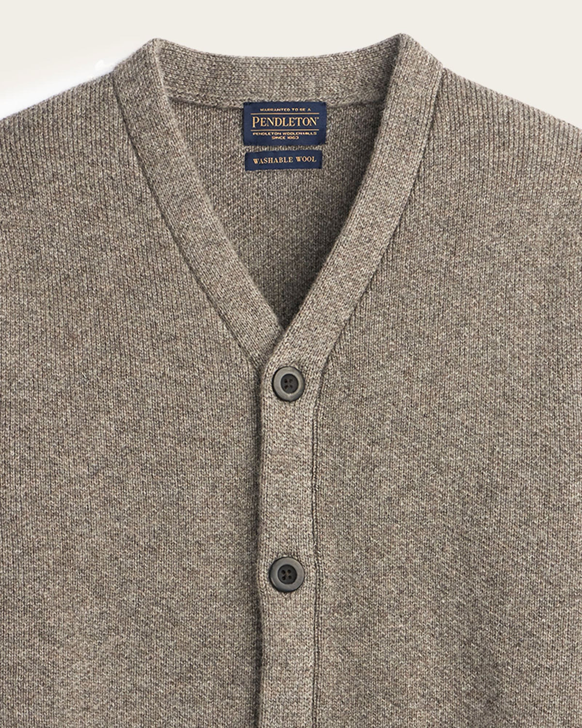 MEN'S SHETLAND COLLECTION CARDIGAN<br>STONE HEATHER
