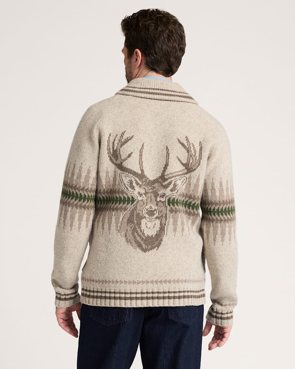 MEN'S SAWTOOTH BUCK LAMBSWOOL ZIP CARDIGAN<br>OATMEAL