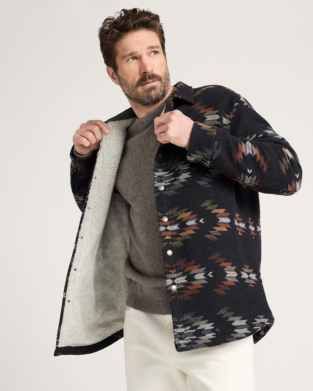 SAMPLE - MEN'S WYETH FALLS COTTON CHAMOIS SHERPA-LINED SHIRT JACKET<br>OXFORD