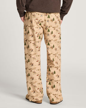 MEN'S RANCH PRINT FLANNEL PAJAMA PANTS<br>TAN