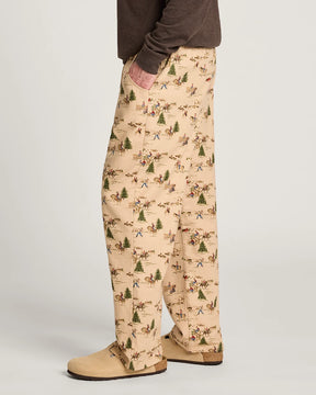 MEN'S RANCH PRINT FLANNEL PAJAMA PANTS<br>TAN