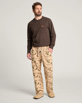 MEN'S RANCH PRINT FLANNEL PAJAMA PANTS<br>TAN