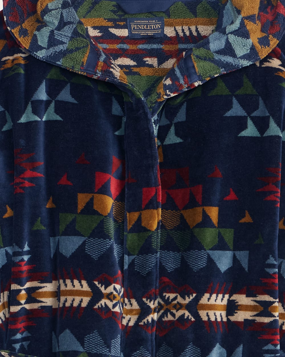UNISEX AUTUMN BIRCH COTTON TERRY VELOUR BATHROBE<br>NAVY MULTI