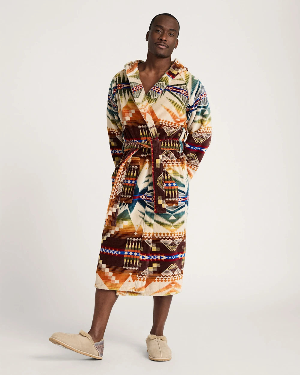 UNISEX MYSTIC LAKE COTTON TERRY VELOUR BATHROBE<br>MULTI
