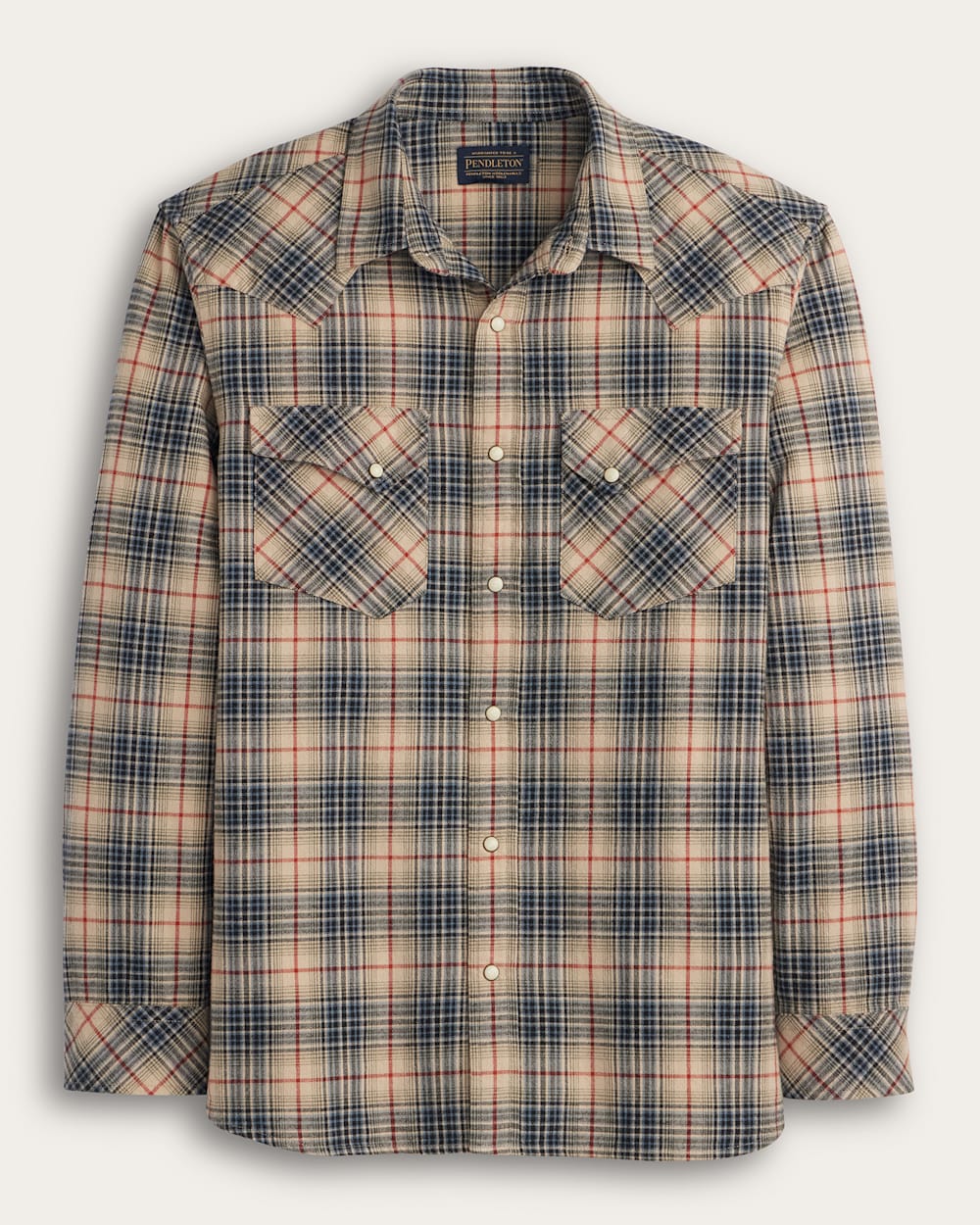 MEN'S PLAID SNAP-FRONT WYATT COTTON SHIRT<br>NATURAL MULTI