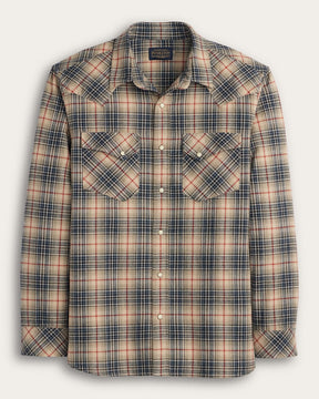 MEN'S PLAID SNAP-FRONT WYATT COTTON SHIRT<br>NATURAL MULTI