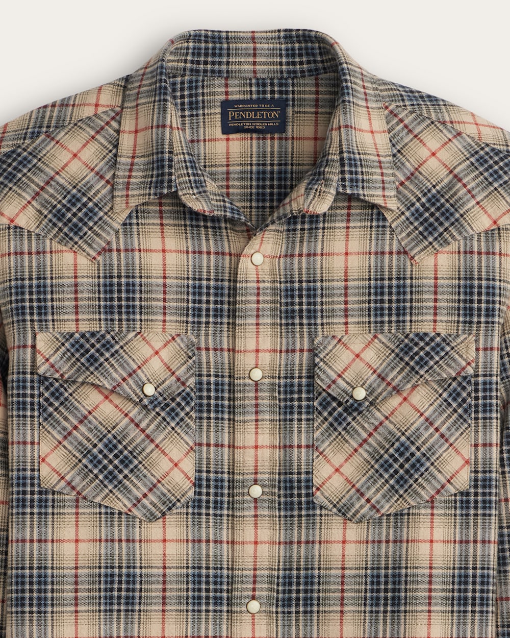 MEN'S PLAID SNAP-FRONT WYATT COTTON SHIRT<br>NATURAL MULTI