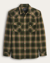 MEN'S PLAID SNAP-FRONT WYATT COTTON SHIRT<br>OLIVE MULTI