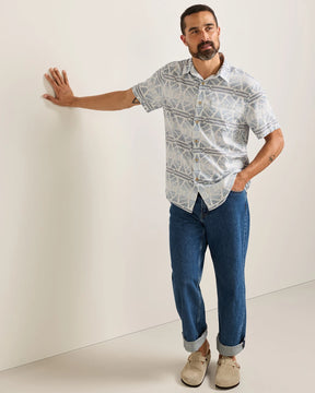 DAWSON LINEN SHIRT SS<br>PONDEROSA GREY/BLUE