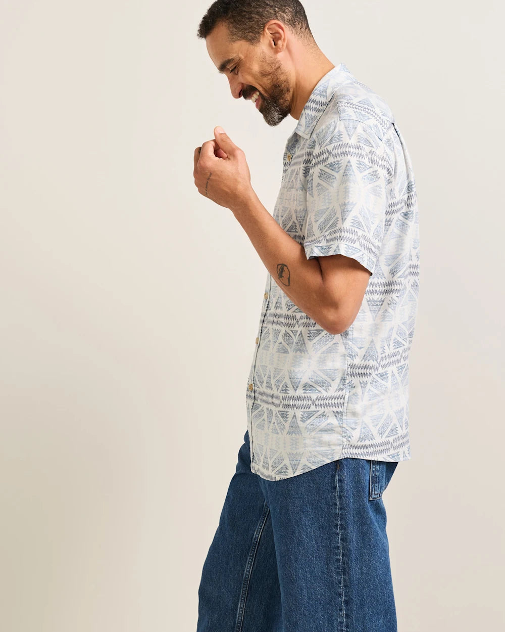 DAWSON LINEN SHIRT SS<br>PONDEROSA GREY/BLUE