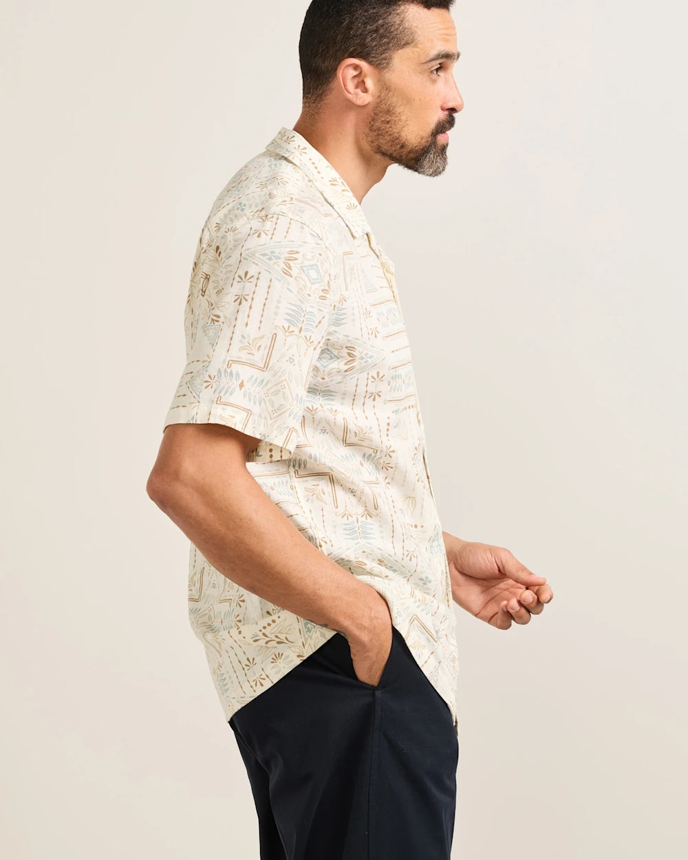 ALOHA LINEN CAMP SHIRT SS<br>LAUREL GROVE ECRU