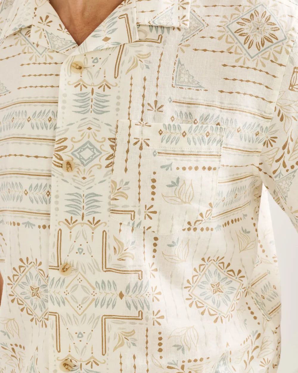 ALOHA LINEN CAMP SHIRT SS<br>LAUREL GROVE ECRU