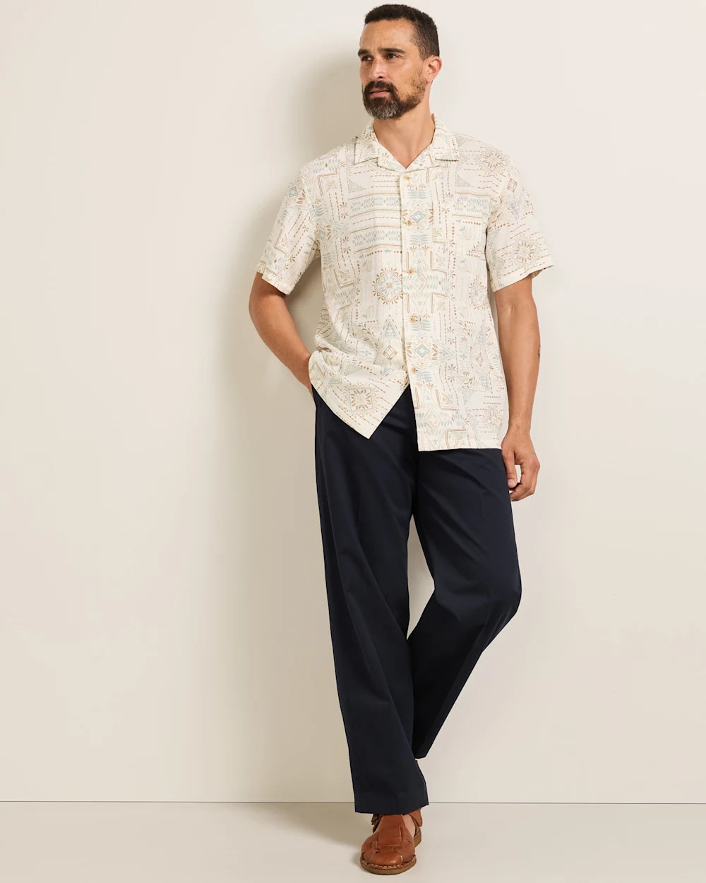 ALOHA LINEN CAMP SHIRT SS<br>LAUREL GROVE ECRU