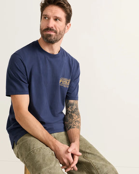 MEN'S SHORT-SLEEVE DESCHUTES VINTAGE GRAPHIC TEE<br>NAVY/GOLD