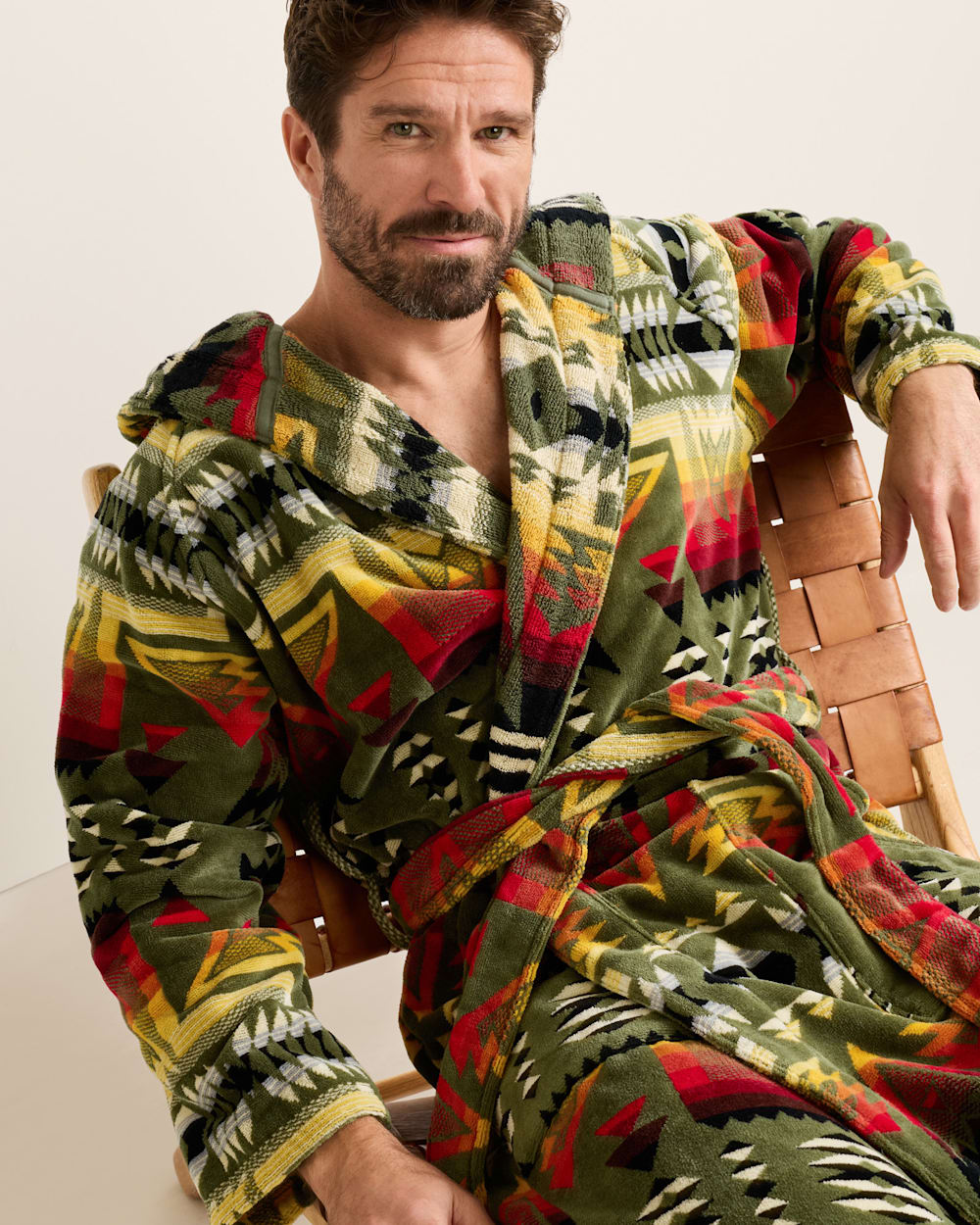 UNISEX COTTON TERRY VELOUR BATHROBE<br>PONDEROSA GREEN