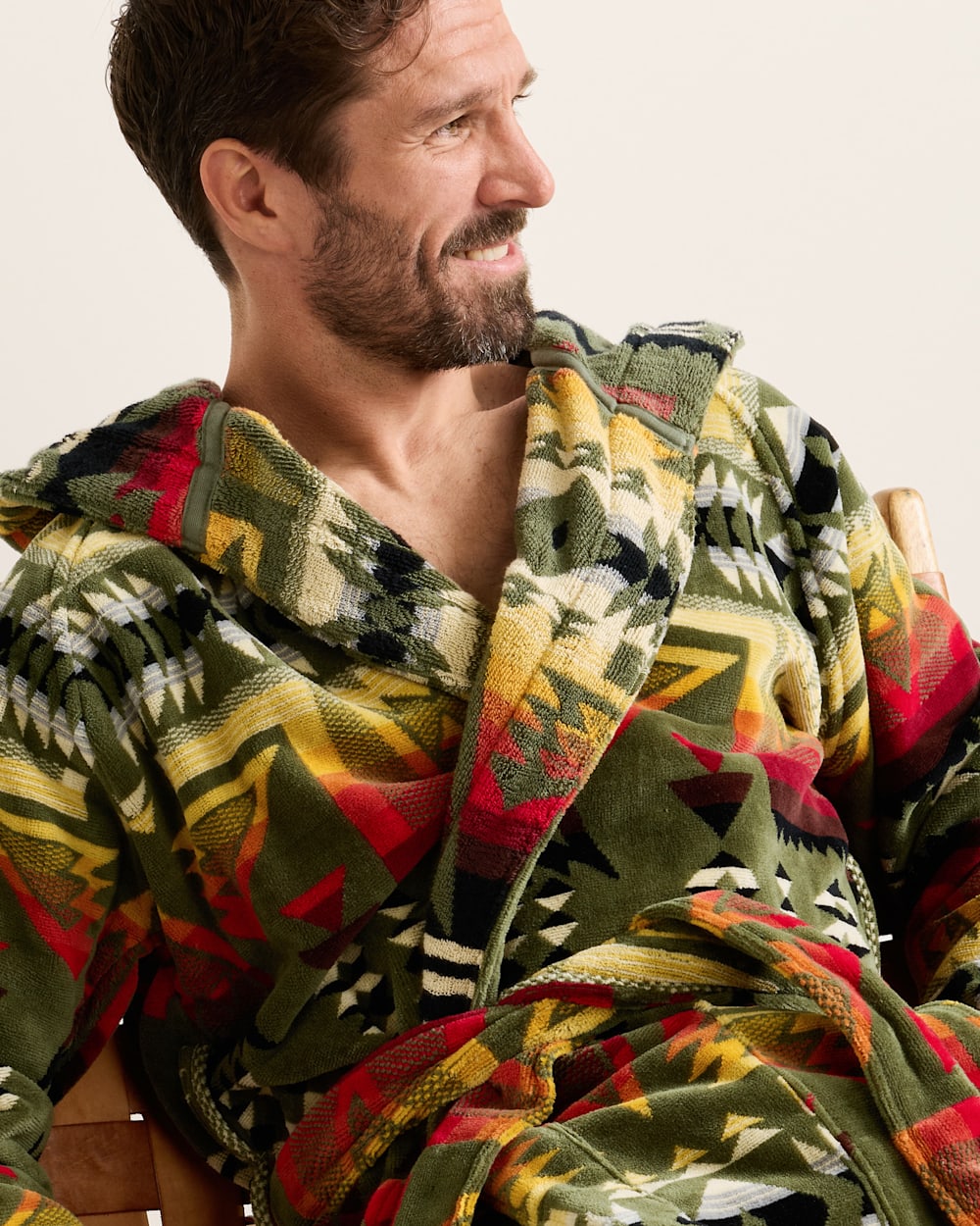 UNISEX COTTON TERRY VELOUR BATHROBE<br>PONDEROSA GREEN