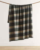 ECO-WISE WOOL PLAID/STRIPE BLANKET<br>OLIVE STRIPE