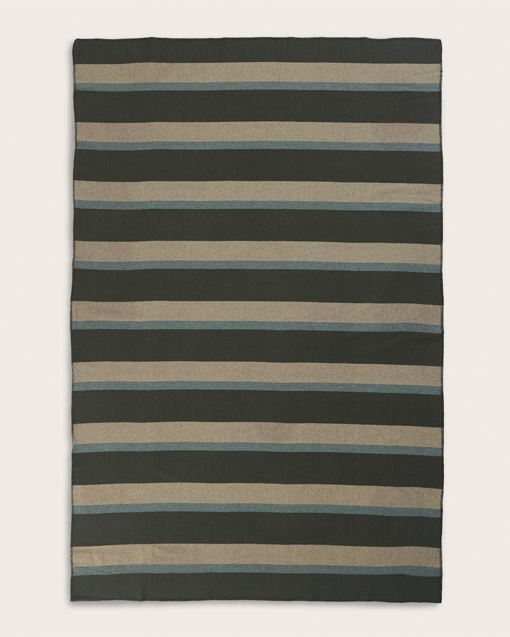 ECO-WISE WOOL PLAID/STRIPE BLANKET<br>OLIVE STRIPE