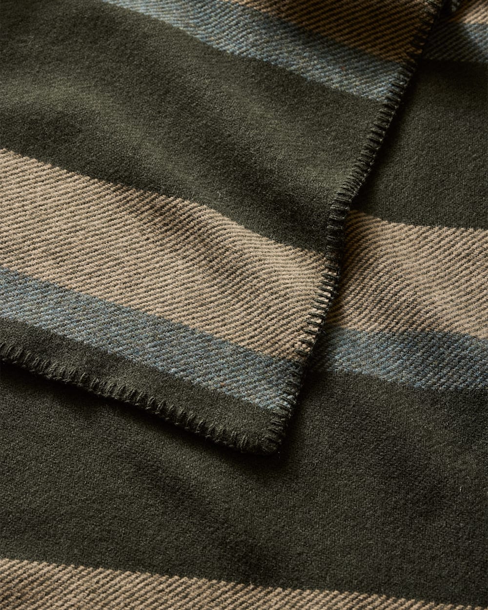 ECO-WISE WOOL PLAID/STRIPE BLANKET<br>OLIVE STRIPE