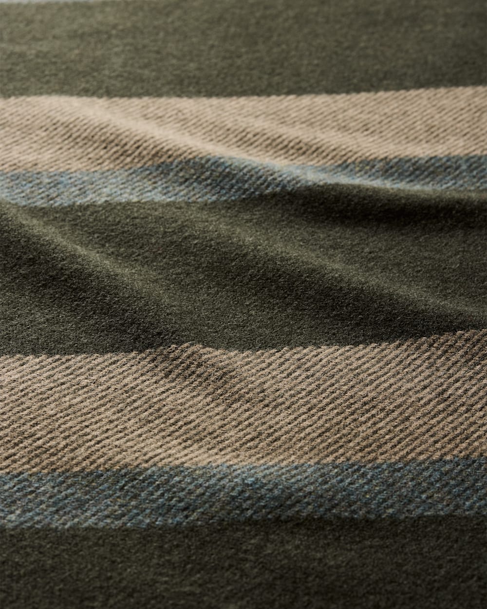ECO-WISE WOOL PLAID/STRIPE BLANKET<br>OLIVE STRIPE