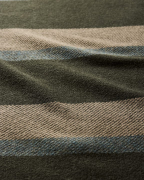 ECO-WISE WOOL PLAID/STRIPE BLANKET<br>OLIVE STRIPE