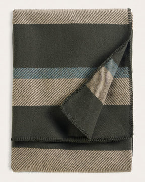 ECO-WISE WOOL PLAID/STRIPE BLANKET<br>OLIVE STRIPE