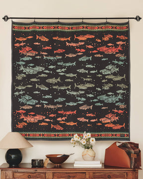 NAPPED JACQUARD THROW<br>SALMON RUN