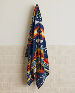 Oversized Jacquard Spa Towel<br>Nehalem Navy