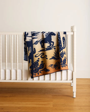 DESERT DREAM CRIB BLANKET<br>BLUE/GOLD MULTI