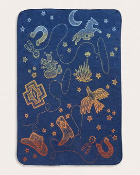 SAMPLE - COSMIC RODEO ORGANIC COTTON BABY BLANKET<br>BLUE MULTI