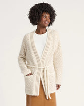WOMEN'S TEXTURED ALPACA CARDIGAN<br>IVORY/TAN