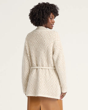 WOMEN'S TEXTURED ALPACA CARDIGAN<br>IVORY/TAN