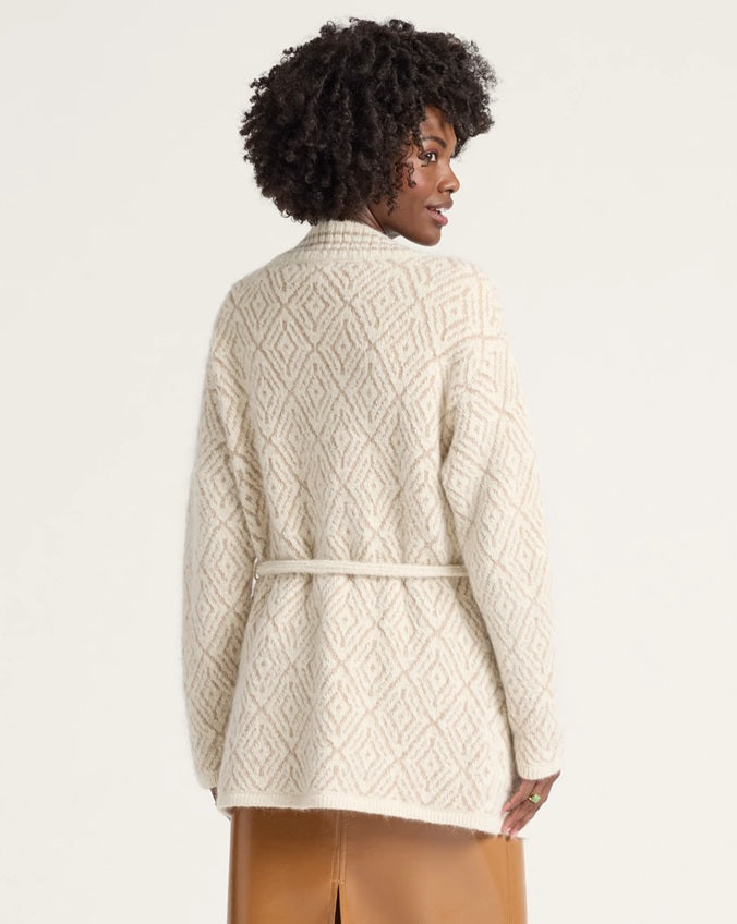 WOMEN'S TEXTURED ALPACA CARDIGAN<br>IVORY/TAN